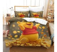 LNDVBEUDK Winnie The Pooh Duvet Cover Set 3 PCS Hotel Quality Quilt Cover Bedding Set Bed Covers with Pillowcases with Zipper Closure Breathable Stylish Comforter Super King(260x220cm)