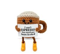 LNEMDP Positive Crochet Coffee Cup Desk Decor A for Coffee Lovers Perfect for Birthdays Valentines Day Anniversaries Thoughtful Gift for Women Men Friends and Couples