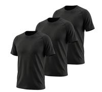 LNFINTDO 3 Pack Men's Running Shirts Quick Drying Short Sleeve Shirt Sun Protection Wicking Cool Athletic Training Tops Black-Black-Black