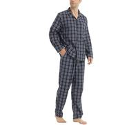 LNFINTDO Mens Flannel Pyjamas Set Cotton Checked Lounge Wear with Pockets | Classic Plaid Pattern,Button Down,Drawstring Elastic Waistband,2 Piece Soft Nightwear,Winter Warm Pjs for Christmas Holiday