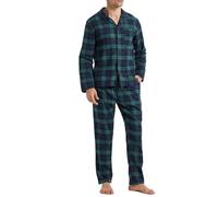 LNFINTDO Mens Flannel Pyjamas Set Cotton Checked Lounge Wear with Pockets | Classic Plaid Pattern,Button Down,Drawstring Elastic Waistband,2 Piece Soft Nightwear,Winter Warm Pjs for Christmas Holiday