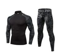 LNFINTDO Mens Thermal Underwear Set Long Sleeve Compression Top and Long Johns Thermal Base Layer Bottom for Running Cycling Skiing in Winter
