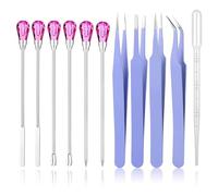Lnfxkvva 11 Pcs Resin Mold Tools Set Stirring Needle Spoon Tool Tweezers Precision Kit (+ Rose Red)