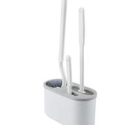 Lnfxkvva 3 in 1 White Toilet Brush Silicone Wall Mounted Rack TPRS Nylon Detailed Cleaning Brush Gaps Cleaner WC Bath B