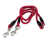Lnfxkvva Nylon Duplex Double Coupler Twin Lead Two Way Two Pet Dogs Walking Leash Safety, Red