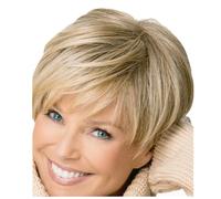 Lnfxkvva Women'S Short Cut Blonde Straight Wig Short Straight Wig Short Wig Natural Synthetic for Lady Daily Wear High Temperature Fiber