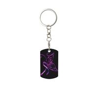 LNFZiZO Fibromyalgia Awareness Rectangular Metal Key Chain, Key Fob Car Keychain Holder Gifts Decor For Men And Women Home Office