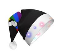LNFZiZO Lgbtq Gay Straight Ally Pride Flag Christmas Hat With Led For Adults Xmas Hats Plush Cap Santa Hat Decorations For Party New Year