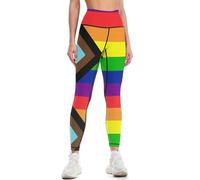LNFZiZO Progress Pride Flag Rainbow Gay Lesbian Transgender Bisexual LGBTQ Women's Yoga Pants High Waist Tummy Control Workout Yoga Leggings