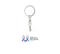 LNFZiZO Purple Green Ribbon Hospice And Palliative Care Awareness Round Metal Key Chain, Key Fob Car Keychain Holder Gifts Decor For Men And Women Home Office