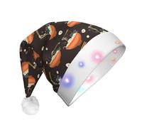 LNFZiZO Ramen Noodle Soup Pattern Christmas Hat With Led For Adults Xmas Hats Plush Cap Santa Hat Decorations For Party New Year