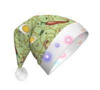 LNFZiZO Ramen Noodle Soup Pattern Christmas Hat With Led For Adults Xmas Hats Plush Cap Santa Hat Decorations For Party New Year