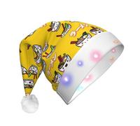 LNFZiZO Ramen Noodle Soup Pattern Christmas Hat With Led For Adults Xmas Hats Plush Cap Santa Hat Decorations For Party New Year