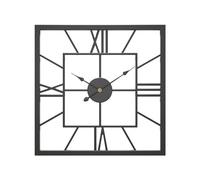 LNGFSH Wall Clock Skeleton 50CM Metal Vintage Large Black Wall Clock Square Silent Roman Numerals Hanging Clock Battery Wall Clock for Living Room Bedroom Kitchen Cafe Hotel Black