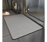 LNGFSH Diatomaceous Earth Bath Mat，Quick Dry Bathroom Mat，Non Slip Bath Mats for Bathroom，Super Absorbent Anti Slip Bath Mat (Gray,60 x 90 cm)