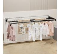 LNGFSH Towel Rail for Over Radiator, Extendable Double Towel Holder, Anti Slip Scratch Protecting Stripe Stainless Steel Over Door Towel Rack with Hooks, Extends From (70-130cm,Retractable version)