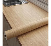 LNGFSH Wood Grain Vinyl Wrap Light Textured Peel and Stick Wallpaper Air Guide Slot Design Matte Thicken Self-Adhesive Waterproof Kitchen Worktop Covering Film (A,W x L 80cm x 10m)