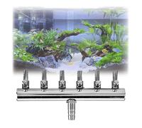 LNGJIN Stainless Steel Air Distributor, Aquarium Air Control Valve, Air Pump Distributor, Aquarium, Adjustable Aquarium Air Valves, Air Flow Regulator, 4 mm - 6 Heads, for Aquariums, Fish Boxes