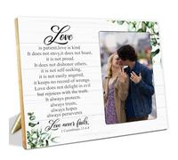 LNGORUS Love is Patient Love is Kind Bible Verse Wood Photo Frame,1 Corinthians 13:4-8 Love never fails Picture Frame for Wedding Anniversary Engagement Bridal Shower