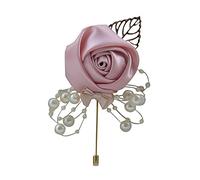 LNGOW Boutonniere Bridegroom Silk Rose Brooch Pins Wedding Flowers Buttonholes Accessories Groom Groomsman Prom Party Suit Decoration, As the Description, Satin