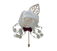 LNGOW Boutonniere Bridegroom Silk Rose Brooch Pins Wedding Flowers Buttonholes Accessories Groom Groomsman Prom Party Suit Decoration, As the Description, Satin