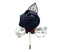LNGOW Boutonniere Bridegroom Silk Rose Brooch Pins Wedding Flowers Buttonholes Accessories Groom Groomsman Prom Party Suit Decoration, As the Description, Satin