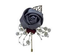 LNGOW Boutonniere Bridegroom Silk Rose Brooch Pins Wedding Flowers Buttonholes Accessories Groom Groomsman Prom Party Suit Decoration, As the Description, Satin