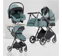 Lnhcrbs 3-in-1 Baby Stroller, Compact Stroller with Mosquito Net and Rain Cover, Travel Stroller with Adjustable Handle, PU Wheels, Suitable for Ages 0-3