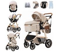 Lnhcrbs 3 in 1 Baby Stroller,This Travel Stroller Features an Adjustable Handle Height, Compact Stroller Also Comes with an Anti-Mosquito Net and an Exclusive Mommy Bag for Ages 0-4