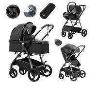Lnhcrbs 3 in 1 Pram, Baby Stroller Features a Lightweight and Portable Aluminium Frame with a One-Touch Folding Function,Lightweight Stroller is Designed for Babies 0-4 Years Old (22Kg).