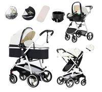 Lnhcrbs 3 in 1 Pram, Baby Stroller Features a Lightweight and Portable Aluminium Frame with a One-Touch Folding Function,Lightweight Stroller is Designed for Babies 0-4 Years Old (22Kg).