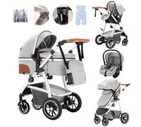 Lnhcrbs Baby Prams 3 in 1 with Car Seat,The Travel Stroller Features an Adjustable Push Handle Height,The Compact Stroller is Also Equipped with a Car Seat,Mosquito Net and a Mummy Bag Cup Holder