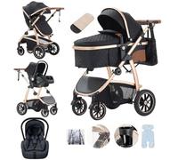 Lnhcrbs Travel Systems 3 in 1 Prams with Car Seat,Travel Stroller Features an Adjustable Push Handle Height and The Front Wheels of The Compact Stroller Can Be Locked to Give Mum Extra Peace of Mind