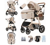 Lnhcrbs Travel Systems 3 in 1 Prams with Car Seat,Travel Stroller Features an Adjustable Push Handle Height and The Front Wheels of The Compact Stroller Can Be Locked to Give Mum Extra Peace of Mind