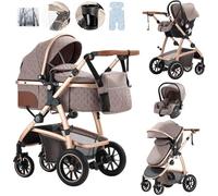 Lnhcrbs Travel Systems 3 in 1 Prams with Car Seat,Travel Stroller Features an Adjustable Push Handle Height and The Front Wheels of The Compact Stroller Can Be Locked to Give Mum Extra Peace of Mind
