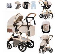 Lnhcrbs Travel Systems 3 in 1 Prams with Car Seat,Travel Stroller Features an Adjustable Push Handle Height and The Front Wheels of The Compact Stroller Can Be Locked to Give Mum Extra Peace of Mind