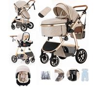 Lnhcrbs Travel Systems 3 in 1 Stroller, Features an Adjustable Push Handle Height and Lockable Front Wheels for Extra Peace of Mind