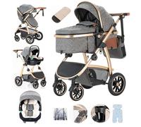 Lnhcrbs Travel Systems 3 in 1 Stroller with Car Seat, Features an Adjustable Push Handle Height and Lockable Front Wheels for Extra Peace of Mind