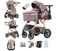 Lnhcrbs Travel Systems 3 in 1 Stroller with Car Seat, Features an Adjustable Push Handle Height and Lockable Front Wheels for Extra Peace of Mind,Black