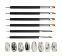 Lnhgh Nail Design Brushes Kit | Double-Ended | Nail Dotting Tools for Women for Home Salon Use, Fine Liner Brushes