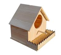 Lnhgh Wood Bird House - Wood Parakeet Nesting Box,Warm Ventilated Roosting Case with Stand Pole Feeder Natural Breeding Habitat for Hummingbird Parrot Parakeet Backyard Garden Patio Park