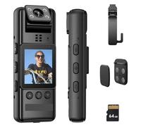 LNHHG Mini Body Camera with Video A23 Infrared Night Vision Mini Camera 1080P 180 Rotating Len Video Recorder Small Camcorder Police BodyCam Magnetic Clips(NO Card)