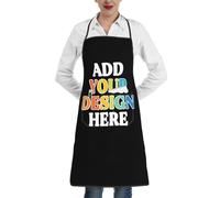 LNHIDESOOM Design Apron with Custom Photo Name, Personalised Kitchen Chef Apron Customized Premium Quality Apron for Home Cooking Baking BBQ (Polyester-with Pocket)