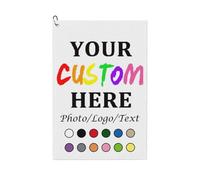LNHIDESOOM Personalised Golf Towel with Logo Photo, Custom Design Name Hand Towel with Clip Create Your Own Picture Initial Fun Golf Club Towel Customized Perfect Golf Accessories for Man Woman