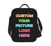 LNHIDESOOM Personalised Reusable Lunch Bag for Work Office Travel Picnic, Custom Design Your Picture Texts Picnic Bag Tote Customized Leakproof Lunch Tote Bag for Teen Men Women (26.5x20x11.5cm)