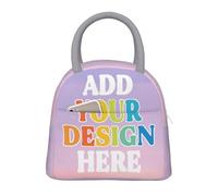 LNHIDESOOM Personalised Reusable Lunch Bag for Work Office Travel Picnic, Custom Design Your Picture Texts Picnic Bag Tote Customized Leakproof Lunch Tote Bag for Teen Men Women (22x26.5x16.5cm)