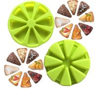 LNHOMY 8 Triangle Cavity Silicone Portion Cake Mold Silicone Pastry Pan Pizza Slices Pan, (2 PACK)
