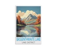 LNHZGNJNH Bassenthwaite Lake Lake District Vintage Travel Poster 24x36inch(60x90cm) Canvas Wall Art Wall Print Painting Decor Living Room Bedroom Decor