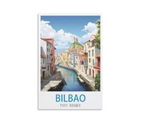 LNHZGNJNH Bilbao Pays Basque Vintage Travel Posters 08x12inch(20x30cm) Canvas Wall Art Wall Print Painting Decor Living Room Bedroom Decor