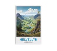 LNHZGNJNH Helvellyn Lake District Vintage Travel Poster 08x12inch(20x30cm) Canvas Wall Art Wall Print Painting Decor Living Room Bedroom Decor